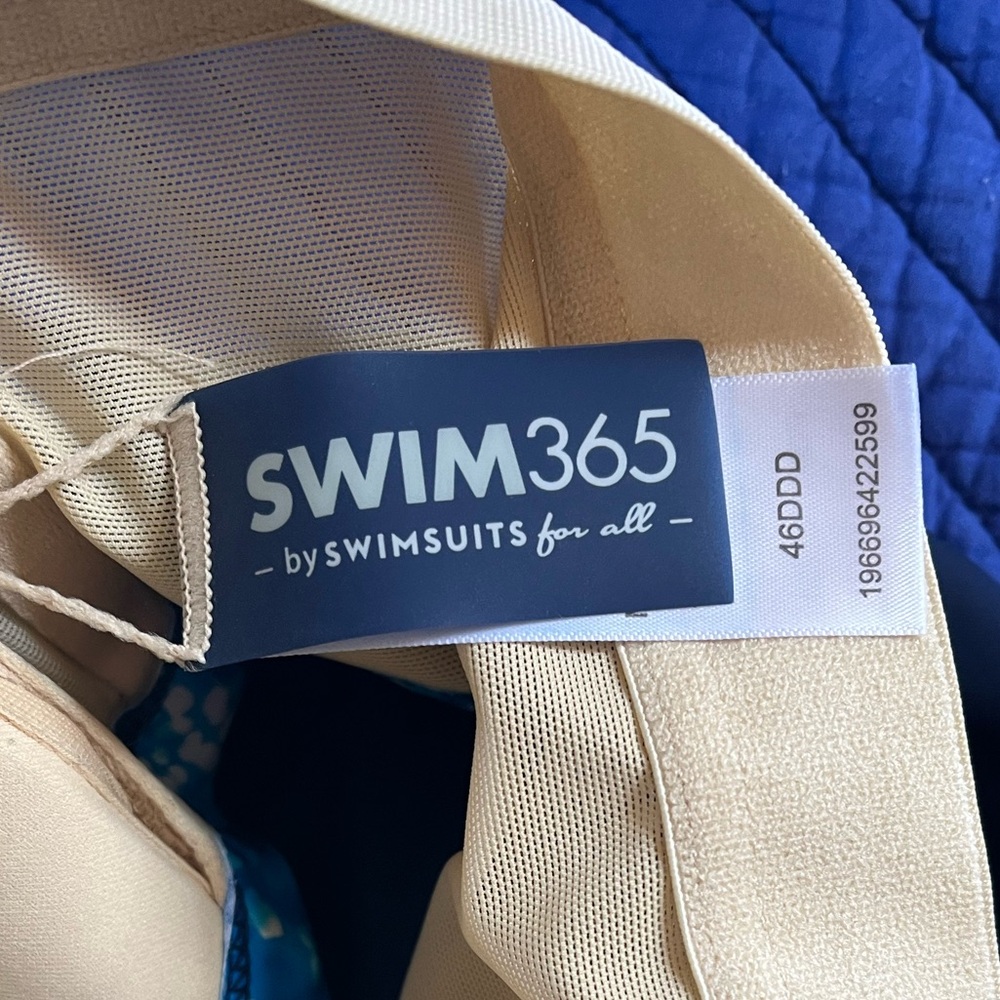 Swim365 Blue Criss Cross Tankini Top, 46DDD - Picture 4 of 10